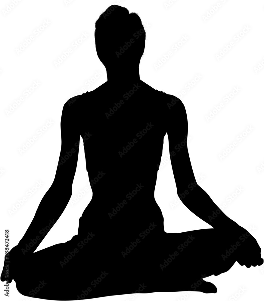 Silhouette image of female practicing meditation