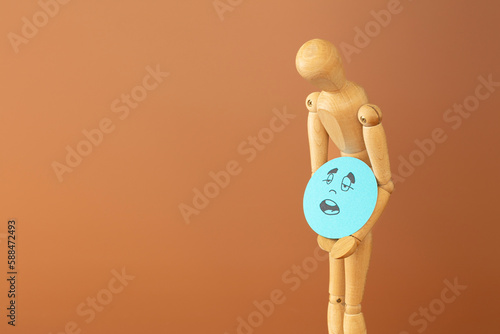 Εκτύπωση καμβά Wood model with sleepiness and somnolence concept, on brown background