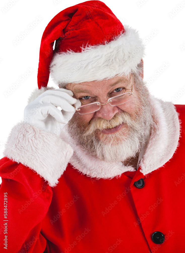 Santa Claus looking through spectacles Santa Claus looking through spectacles