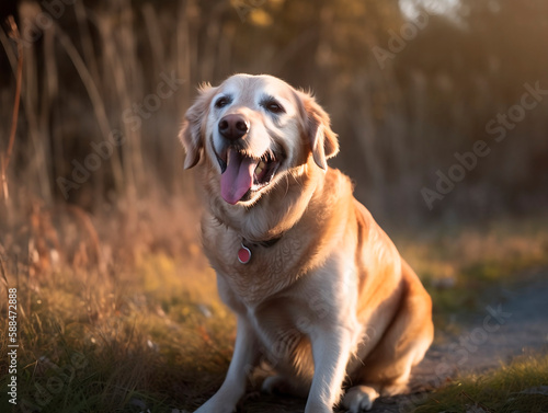 Cachorro alegre brincando ao ar livre  desfrutando de momentos de pura felicidade e divers  o em meio    natureza  em um dia ensolarado e cheio de alegria  proporcionando lindas mem  rias fotogr  ficas