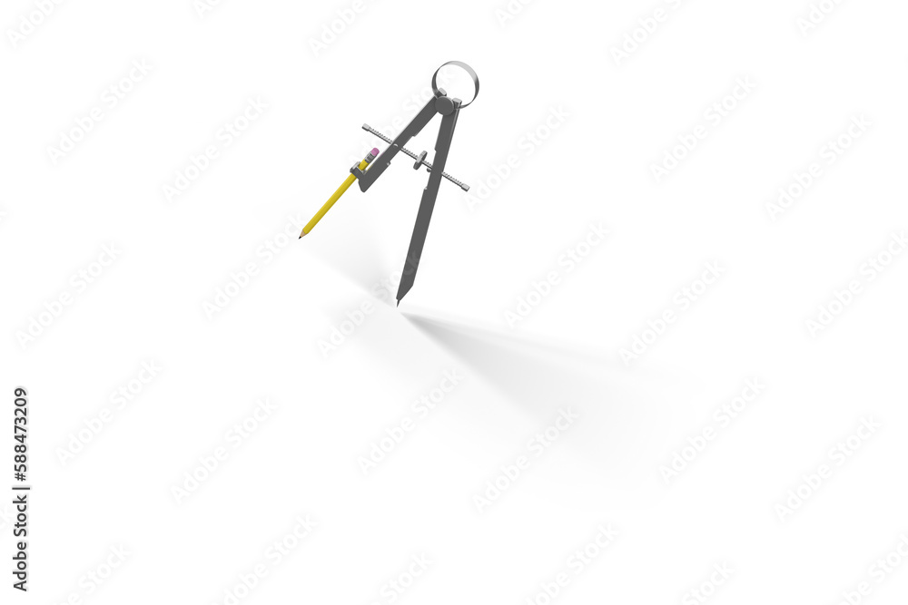 Digital image of drawing compass with pencil Digital image of drawing compass with pencil