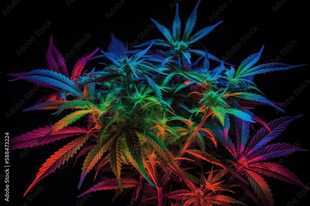 Cannabis Marijuana Weed Colorful Generative AI Cannabis Marijuana Weed Colorful Generative AI