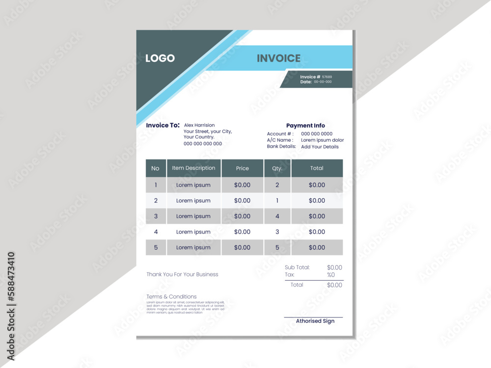 Modern Business invoice form template. Invoicing quotes, money bills or price invoices and payment agreement design templates. Tax form, bill or payment receipt page Printable & Editable for all User Modern Business invoice form template. Invoicing quotes, money bills or price invoices and payment agreement design templates. Tax form, bill or payment receipt page Printable & Editable for all User
