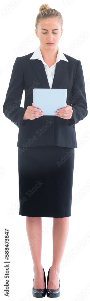Businesswoman holding new tablet Businesswoman holding new tablet
