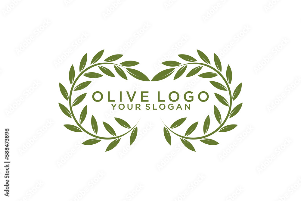vintage olive branch logo and badge design
