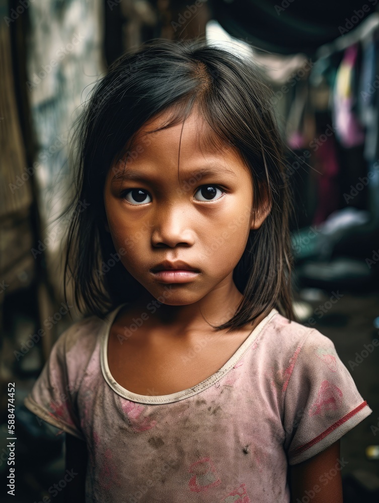 Dreams beyond the slum. Emotional portrait of a 4-year-old girl. Dreams beyond the slum. Emotional portrait of a 4-year-old girl.