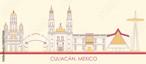 Cartoon Skyline panorama of city of Culiacan, Mexico - vector illustration photo