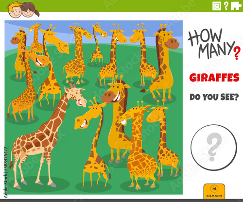 counting cartoon giraffes animals educational game