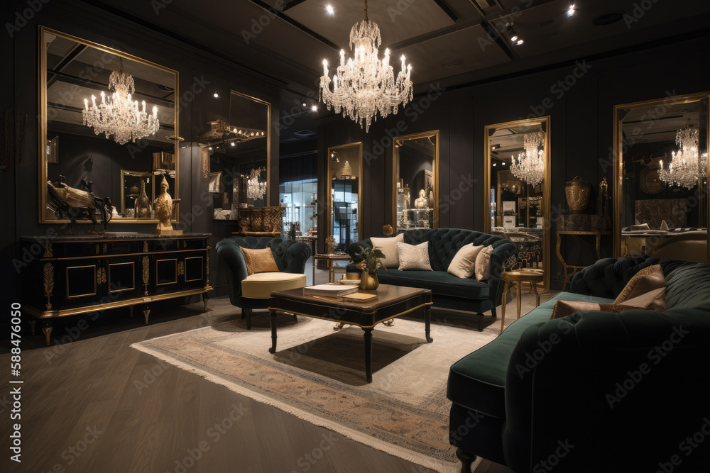 Retail store that exudes luxury and elegance, with high-end products on ...