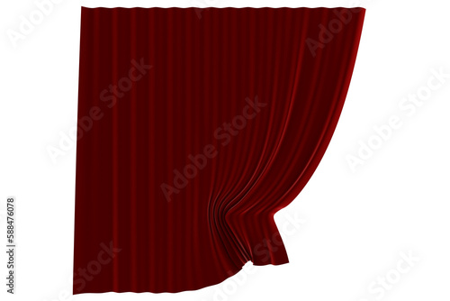 Close up of red folded curtain