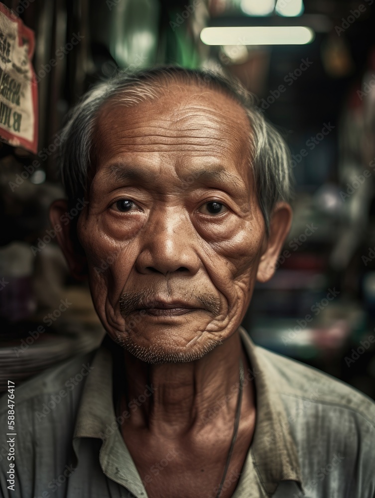 The wrinkled face reflects years of hardship and perseverance The wrinkled face reflects years of hardship and perseverance