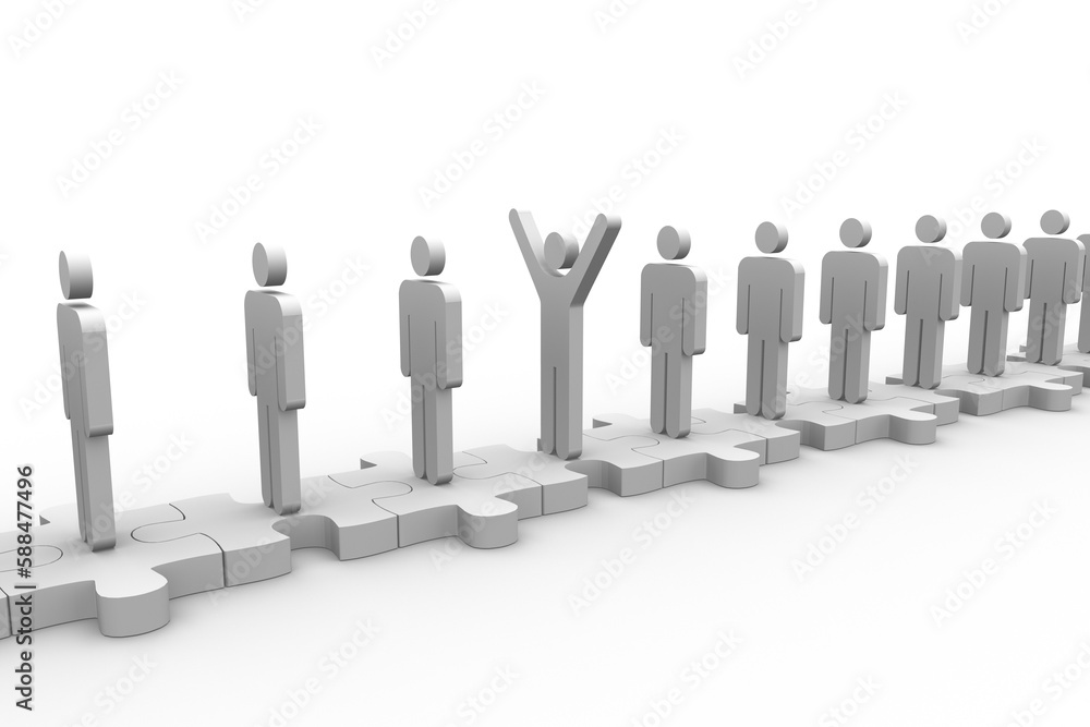 Digital image of successful man standing in row Digital image of successful man standing in row