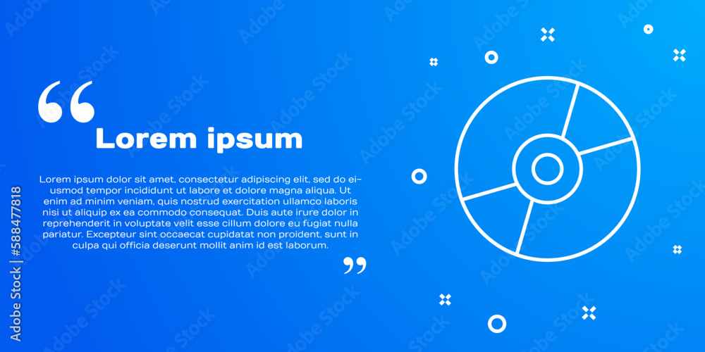 Obraz premium White line Vinyl disk icon isolated on blue background. Vector