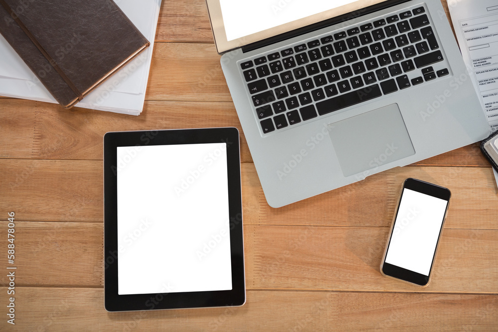 Electronic devices on desk