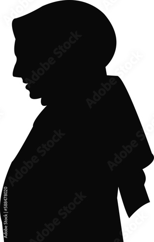 a woman with headscarf, silhouette vector