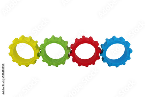 High angle view of plastic gears