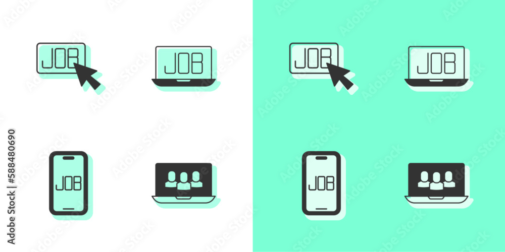 Set Project team base, Search job, and icon. Vector Set Project team base, Search job, and icon. Vector