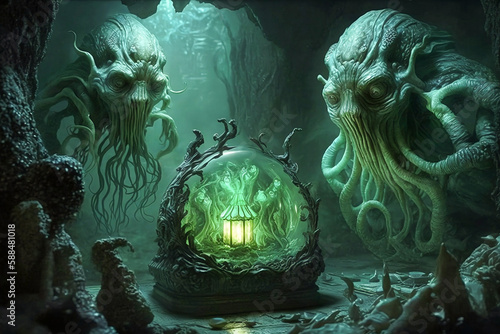 The Elder Things monsters from H. P. Lovecraft's 