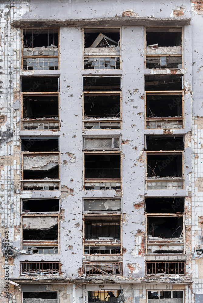 destroyed and burned houses in the city Russia Ukraine war destroyed and burned houses in the city Russia Ukraine war