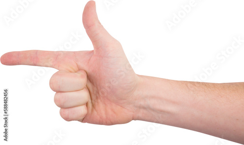 Hand gesturing on white background