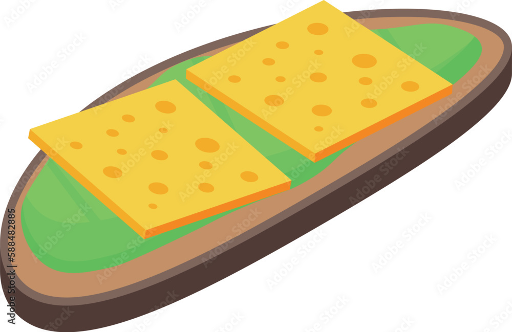 Avocado toast with cheese icon isometric vector. Bread sandwich. Egg food Avocado toast with cheese icon isometric vector. Bread sandwich. Egg food
