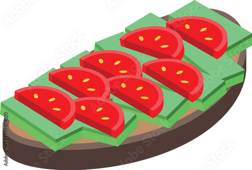 Diet avocado toast icon isometric vector. Bread food. Wheat lunch