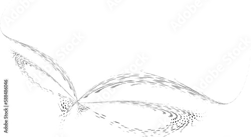 Sketchy bow or masquerade mask from a surface consisting of strokes and fizzy bubbles moving along the wave. Vector.