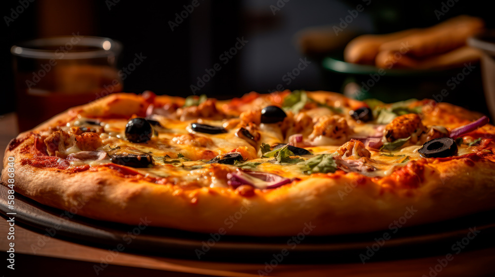 Traditional Vegetarian Pizza, Quality and Appetizing Italian Cuisine, Generative AI