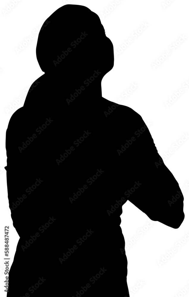 Rear view of silhouette woman looking up 