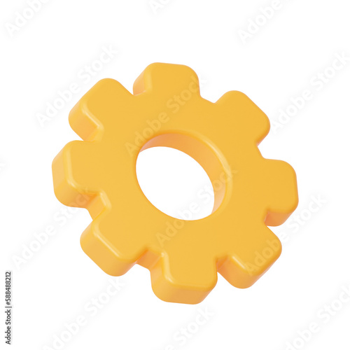 3d yellow icon gear 