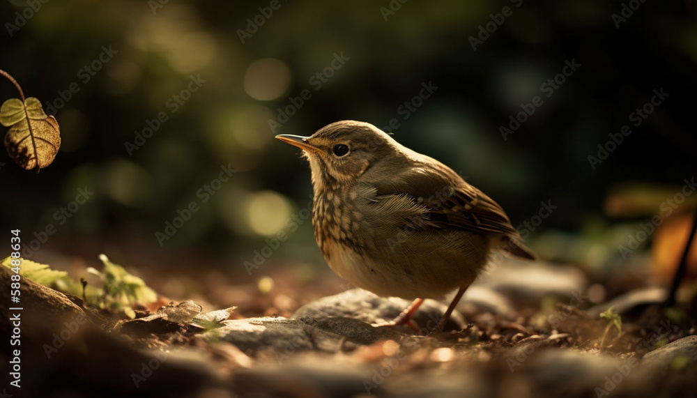 Cute yellow bird perching on tree branch generated by AI Cute yellow bird perching on tree branch generated by AI
