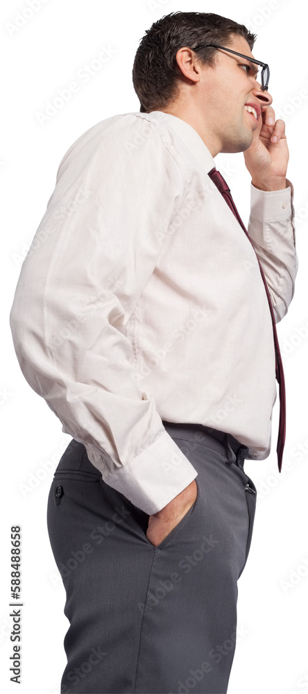 Thinking businessman touching his glasses Thinking businessman touching his glasses