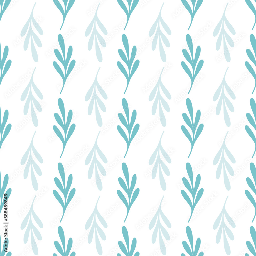Fototapeta premium Tourqoise leaves seamless pattern background print