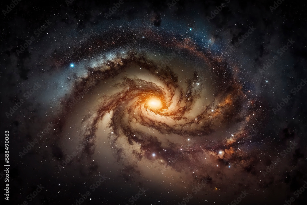 Milky way Galaxy unrealistic illumination, beautiful Universe, space background with galaxy, generative ai