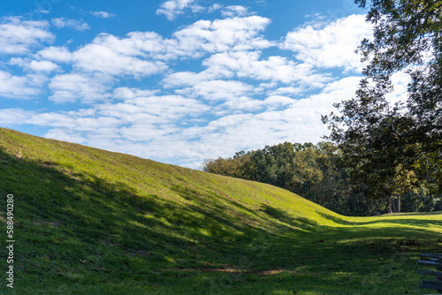 The Emerald Mound site also known as the Selsertown site, Plaquemine culture Mississippian period archaeological site located on the Natchez Trace Parkway near Stanton, Mississippi.  photo