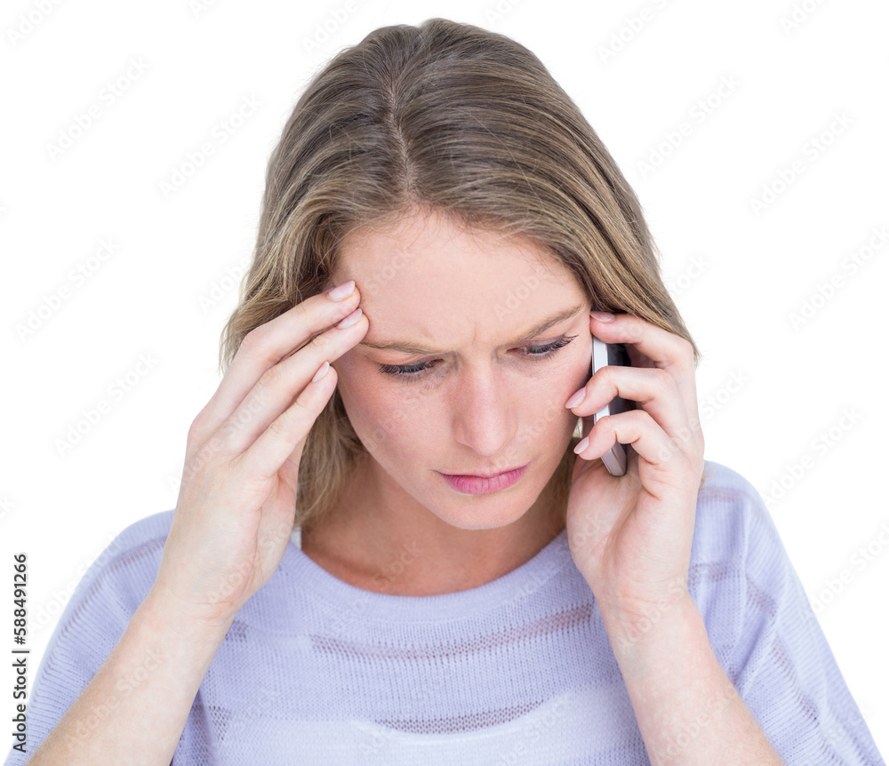 Unsmiling woman calling with her smartphone Unsmiling woman calling with her smartphone