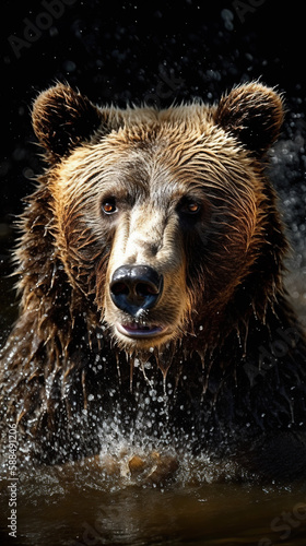 wildlife, a bear in its habitat. Portrait.