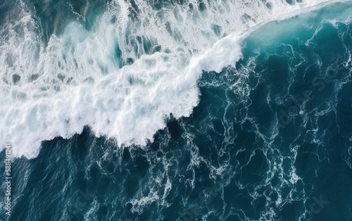 Waves on the ocean top view background Generative AI