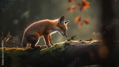 wildlife, baby fox in the jungle. cute, adorable. © Jacques Evangelista