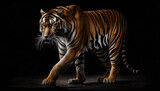 Beautiful tiger on a black background. Generated AI