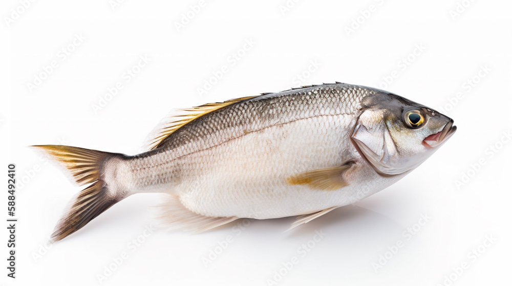 Obraz premium Fresh fish on white background, Created using generative AI tools.