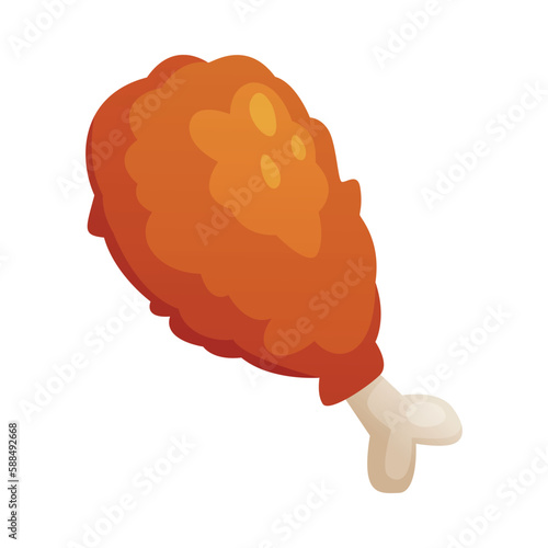 Deep Fried Chicken Leg as Fast Food Lunch Vector Illustration