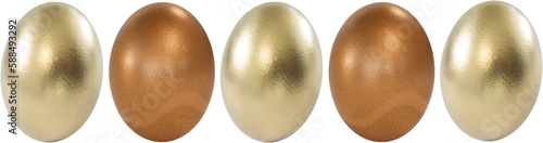 Shiny Easter eggs arranged side by side