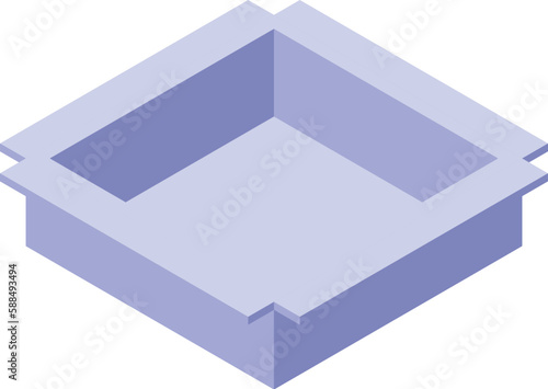 Metal pan icon isometric vector. Cake baking. Mold equipment