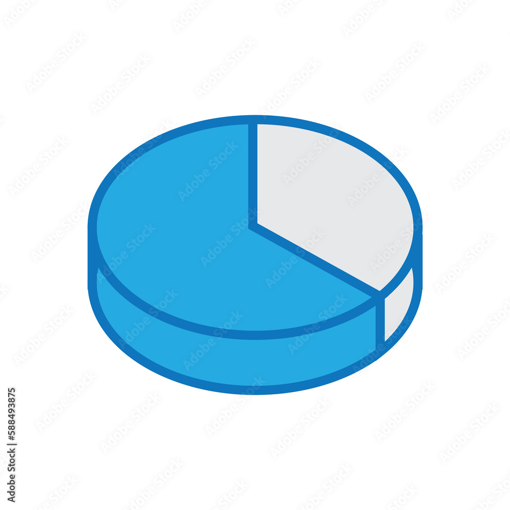 Blue pie chart against white background Blue pie chart against white background