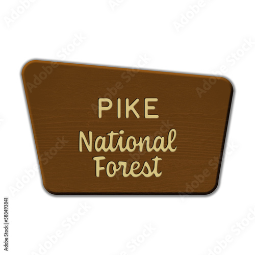 Pike National Forest wood sign illustration on transparent background photo