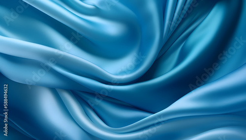 Wallpaper Mural realistic wavy abstract background, delicate and elegant blue silk cloth, generative ai Torontodigital.ca