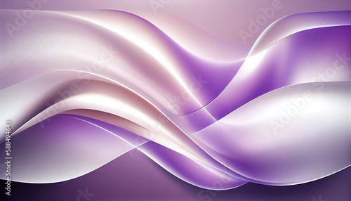 Abstract Shiny neon glass translucent wavy composition with gradient transition  purple white elegant clean background - generative AI.