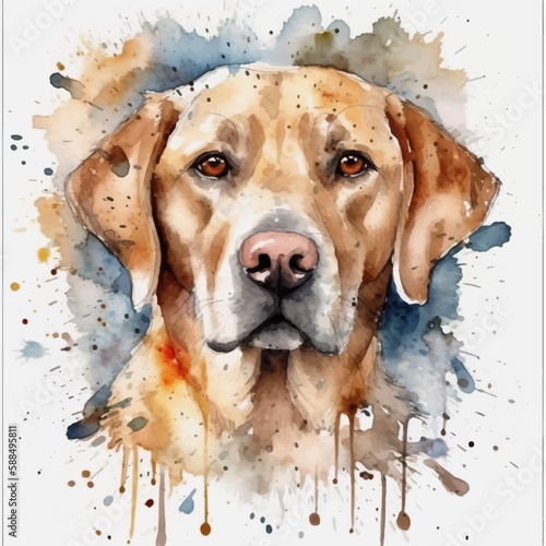 watercolor painting labrador dog 