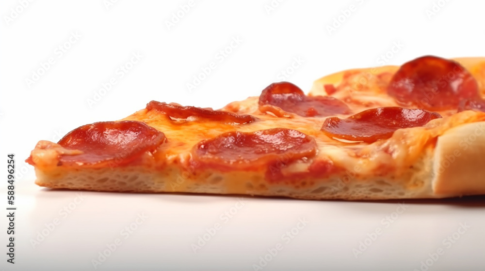 Triangle slice of pizza closeup. Generative AI Triangle slice of pizza closeup. Generative AI